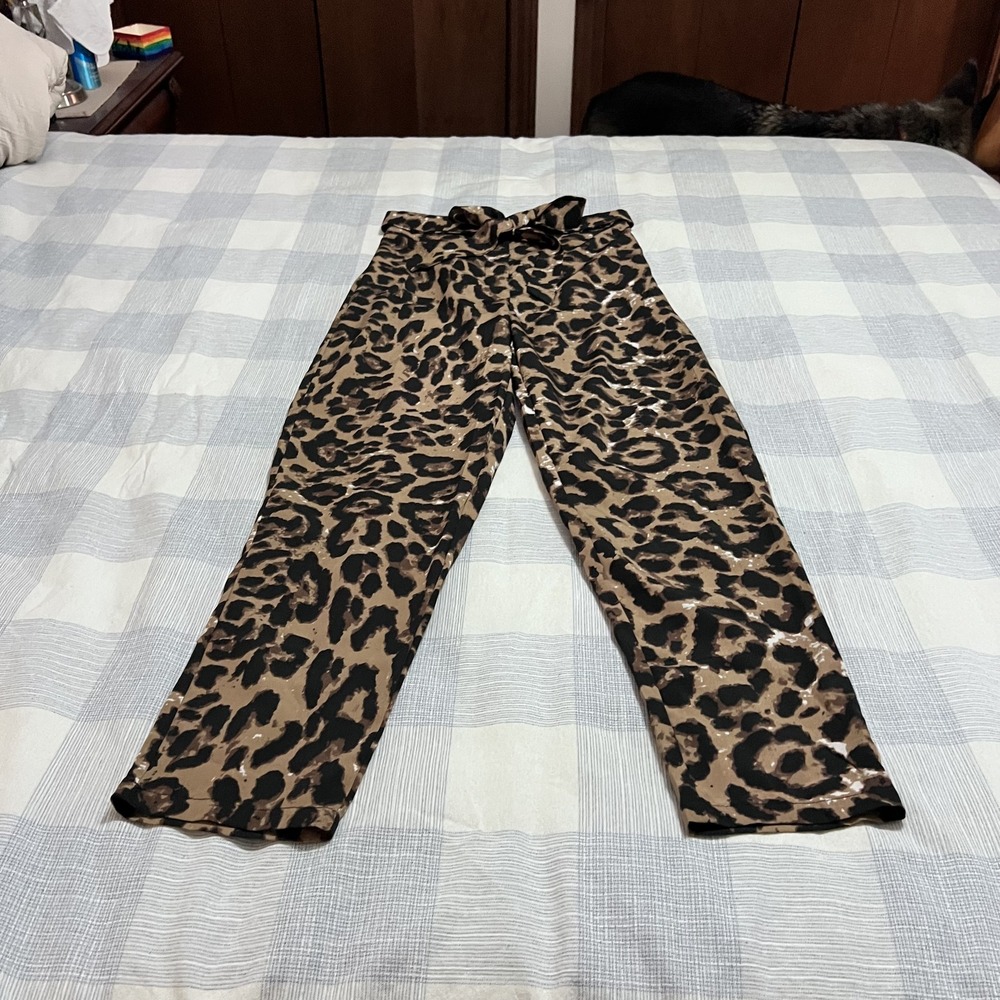 Shein Animal Print Pullon Pants with Belt Size S